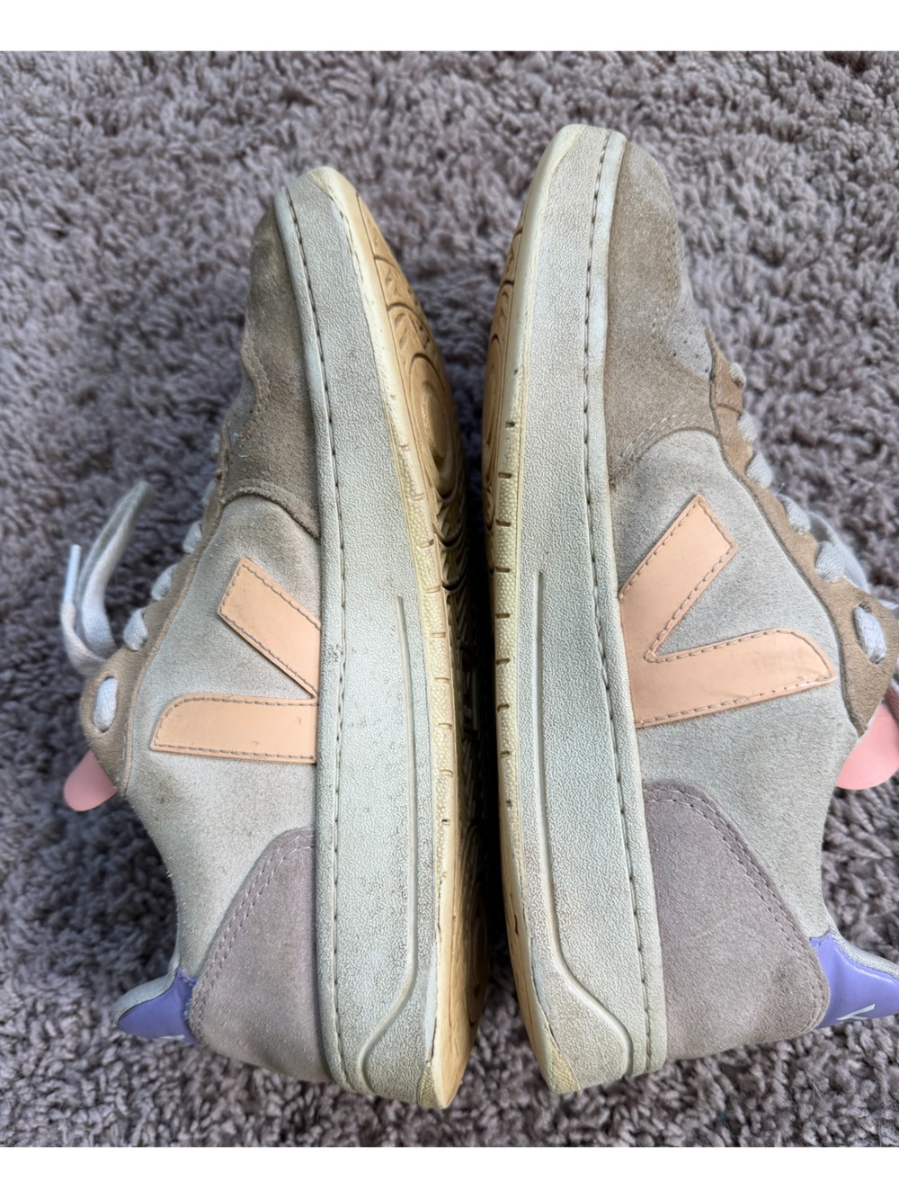 Veja V-10 Suede Sneakers Pastel Pink Lavender Peach Size 7